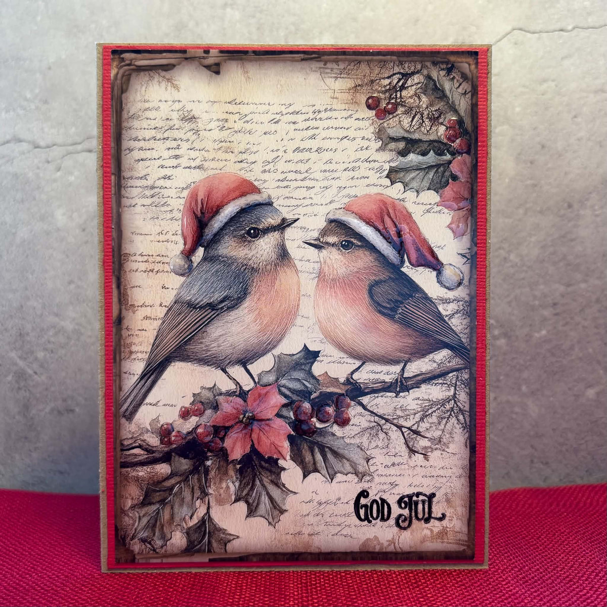 Julekort med to fugler
