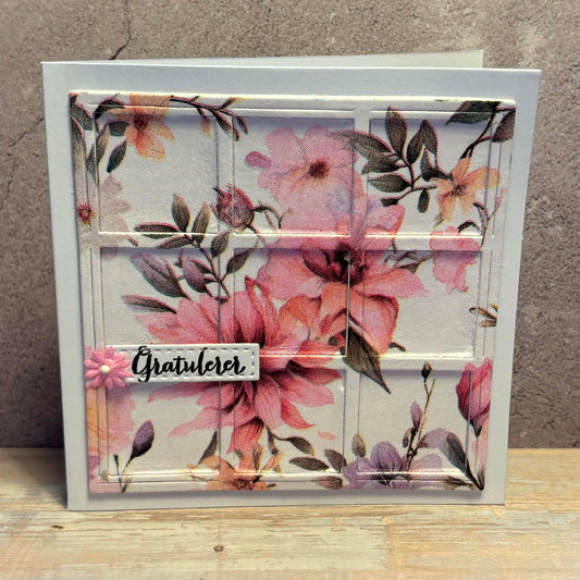 Gratulasjonskort med rosa blomster