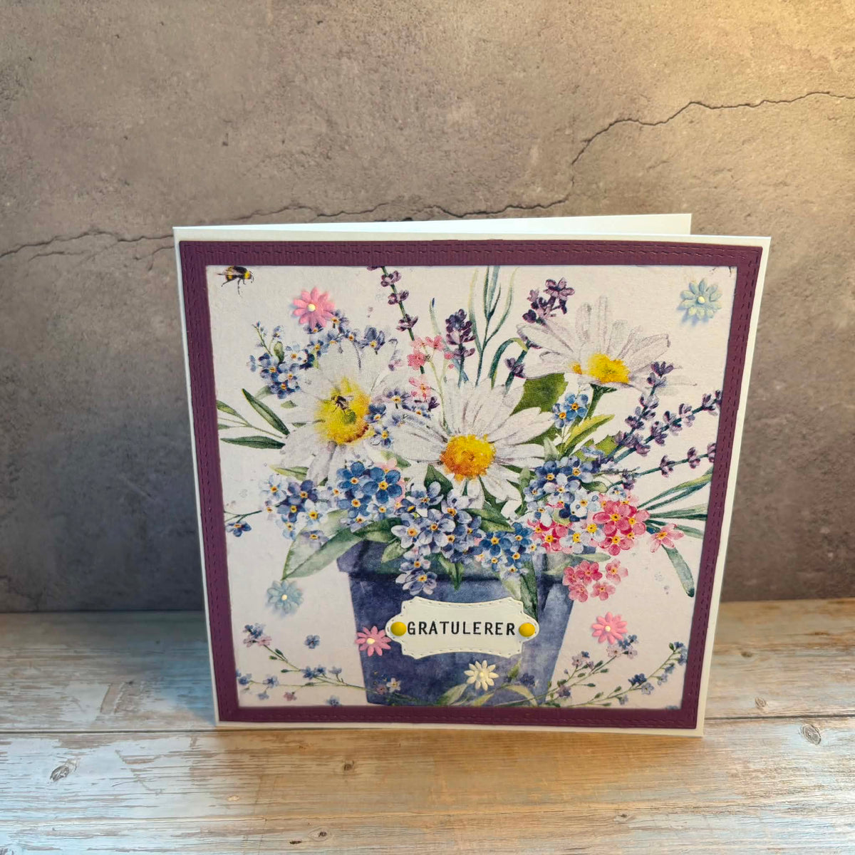 Gratulasjonskort med blomster